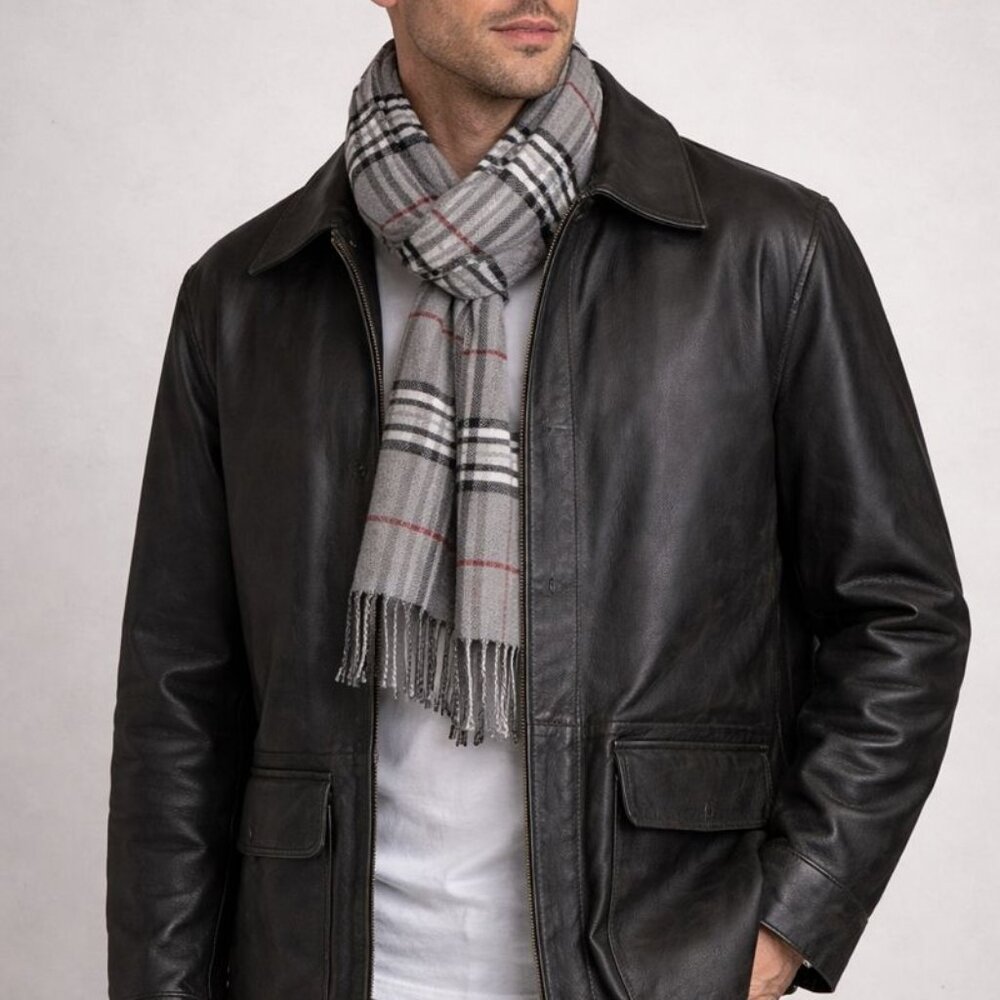 Colebrook Lined Signature Distressed Leather Coat & Scarf XL Like New - Picture 2 of 15